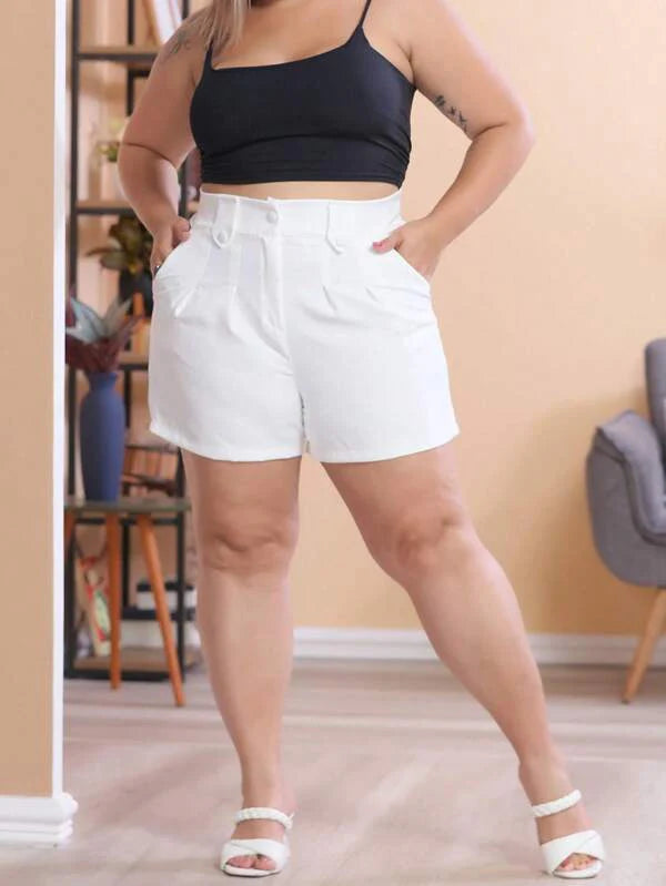 Short Feminino Alfaiataria Plus Size Élegance