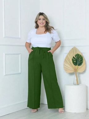 Calça Feminina Pantalona Plus Size Élegance