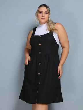 Vestido Feminino Moda Plus Size com Bolso Revê