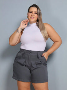 Short Feminino Alfaiataria Plus Size Élegance