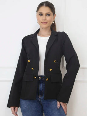 Blazer Yasmim Feminino Alfaiataria Forrado Social Com Botão