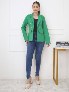 Blazer Yasmim Feminino Alfaiataria Forrado Social Com Botão