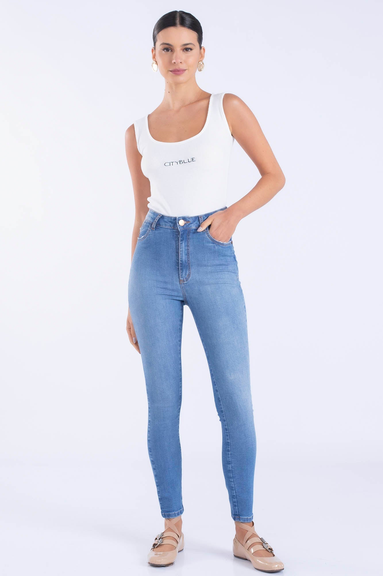 CALÇA SKINNY CÓS ALTO