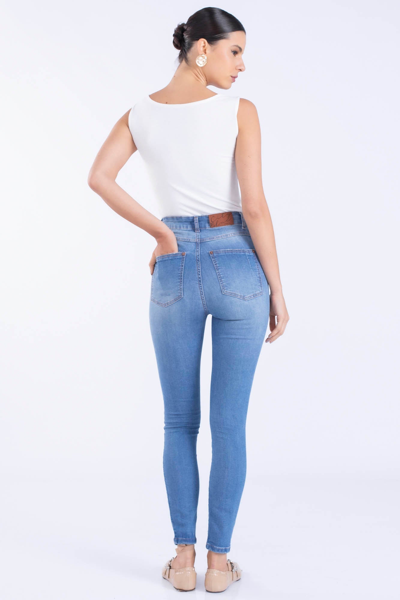 CALÇA SKINNY CÓS ALTO