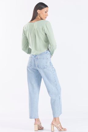 *CALÇA RETA CÓS ALTO JEANS GLOW