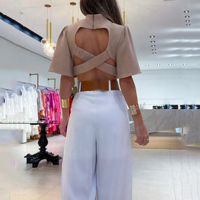 Conjunto Santorini Vivian - Nude e Branco