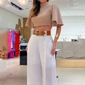 Conjunto Santorini Vivian - Nude e Branco