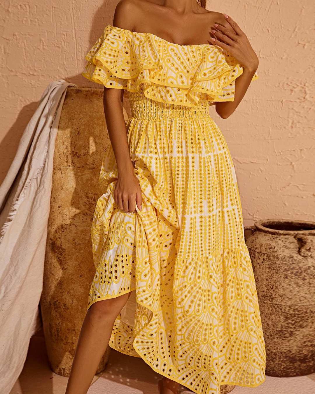 Vestido Jasmine Amarelo Midi