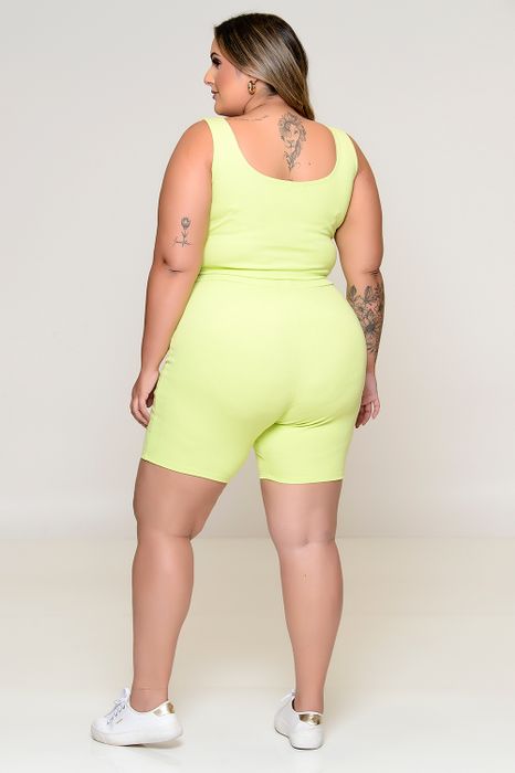 Conjunto Plus Size Cropped e Bermuda Ciclista